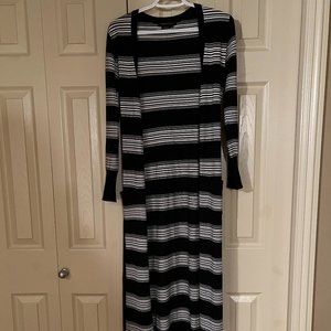 BCBGMaxAzria Black & White Striped Long Cardigan